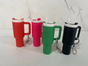 Mini 40Oz Tumbler with Handle Shaped Pendant Plastic Cup Keychain Ornaments Cup Accessories