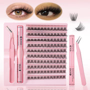 DIY Lash Clusters Extension Kit 120 Clusters Bond Individual Lashes Kit Cluster Lashes Wispy D Curling Christmas False Eyelash