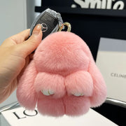 Handmade Soft Bunny Pompom Charms Plush Bunny Keychain Pendant Cute Otter Rabbit Plush Pendant Mini Bag Ornament Hanging Decor