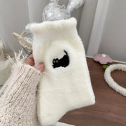 Kawaii Cat Cozy Hairy Mink Velvet Socks Women Autumn Winter Thickened Plush Warm Sleeping Socks Soft Comfortable Mid-Calf Sock