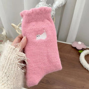 Kawaii Cat Cozy Hairy Mink Velvet Socks Women Autumn Winter Thickened Plush Warm Sleeping Socks Soft Comfortable Mid-Calf Sock