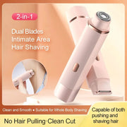 Hair Remover Women'S Double Head Shaver Private Pubic Hair Trimmer Electric Razor 2 in 1 Wet/Dry Electric Body Hair Waterproof F