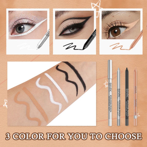 Eyeliner with Pencil Black\White\Nude Color Sharpener Long Lasting Liner Eye Waterproof Gel Eye Makeup