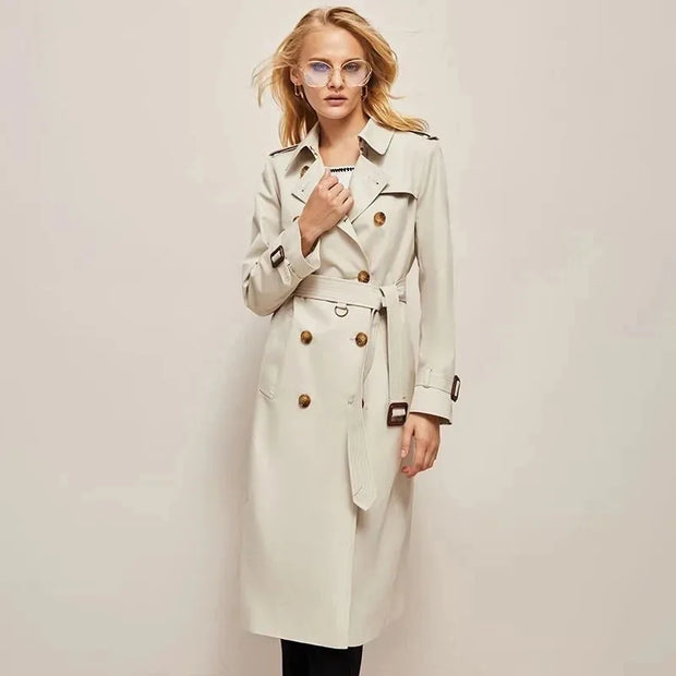 2024 Spring and Autumn Youthful Woman Clothes Women'S Trench Coat New in Outerwears Double Breasted Pockets Overcoat Female