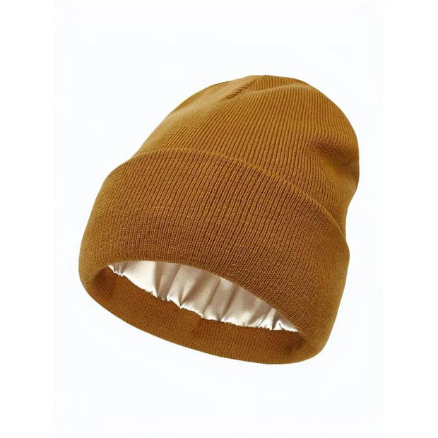 Cozy Solid Color Satin Lining Bonnet Hats, Hat for Men & Women, Bonnet Hats Suitable for Fall Streetwear Fall Clothing, Outdoor