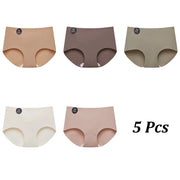 5PCS Seamless Mulberry Silk Underwear Ultral Thin Women'S Panties Sexy High Elastic Invisible Briefs Soft Lingerie M-XL