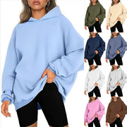 2024 Autumn Winter Women'S Thick Sweatshirt Female Oversize Casual Hooded Pullovers Women'S Tops Lady'S Solid Color Sport Shirt