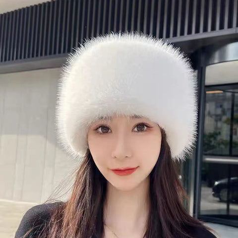 Women Luxury Plush Faux Fox Fur Hat Winter Keep Warm Thicken Cold Snowy Day Panama Cap All-Match Ear Protection Winter Hats Hot