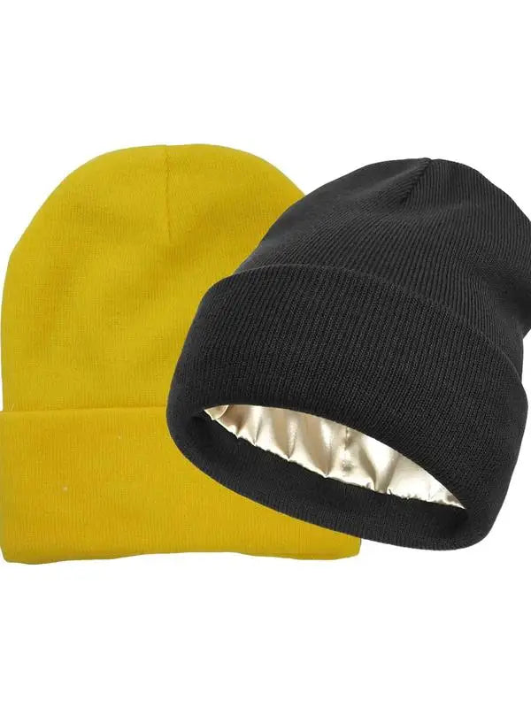 Cozy Solid Color Satin Lining Bonnet Hats, Hat for Men & Women, Bonnet Hats Suitable for Fall Streetwear Fall Clothing, Outdoor