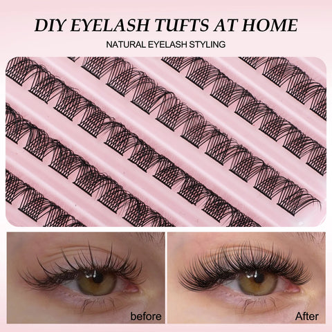 DIY Lash Clusters Extension Kit 120 Clusters Bond Individual Lashes Kit Cluster Lashes Wispy D Curling Christmas False Eyelash