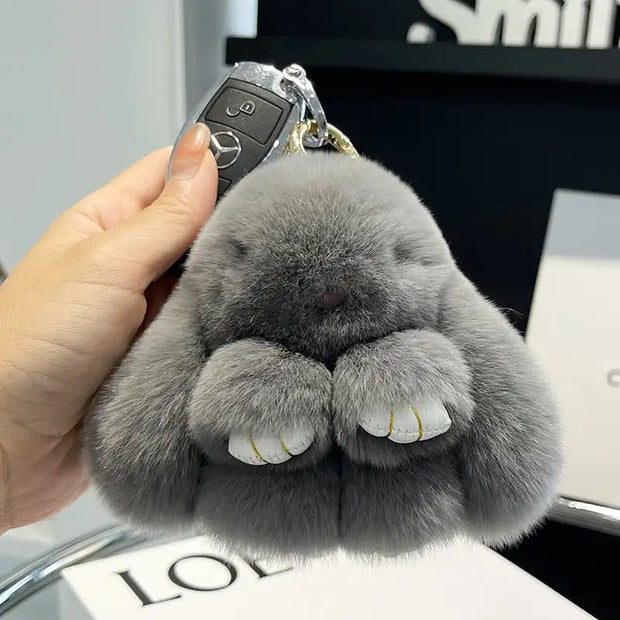 Handmade Soft Bunny Pompom Charms Plush Bunny Keychain Pendant Cute Otter Rabbit Plush Pendant Mini Bag Ornament Hanging Decor