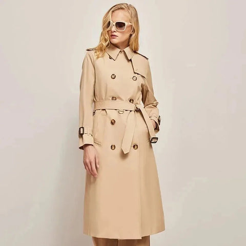 2024 Spring and Autumn Youthful Woman Clothes Women'S Trench Coat New in Outerwears Double Breasted Pockets Overcoat Female