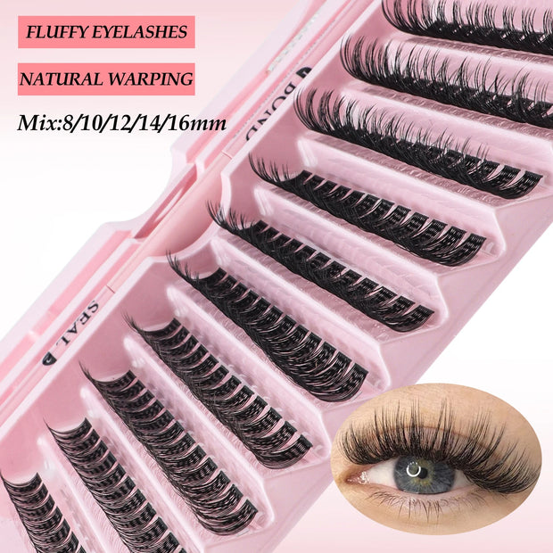 DIY Lash Clusters Extension Kit 120 Clusters Bond Individual Lashes Kit Cluster Lashes Wispy D Curling Christmas False Eyelash