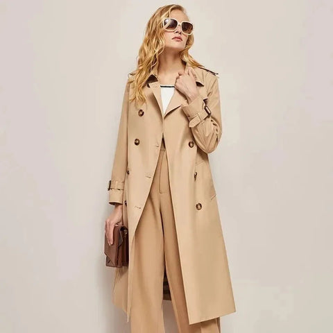 2024 Spring and Autumn Youthful Woman Clothes Women'S Trench Coat New in Outerwears Double Breasted Pockets Overcoat Female