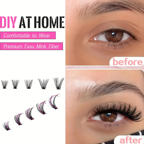 200 Pieces DIY Personal Lashes 40P Eyelash Cluster Natural Look Wispy Lashes 9-16MM D Curly Hair Personal Clusters Lashes Fluffy