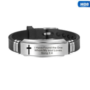 Cross Bible Verse Quotes Bracelets for Men Soft Silicone Bangle Comfort Wear Male Jesus Christ Faith Prayer Pulseira Gift