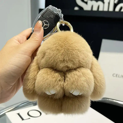 Handmade Soft Bunny Pompom Charms Plush Bunny Keychain Pendant Cute Otter Rabbit Plush Pendant Mini Bag Ornament Hanging Decor