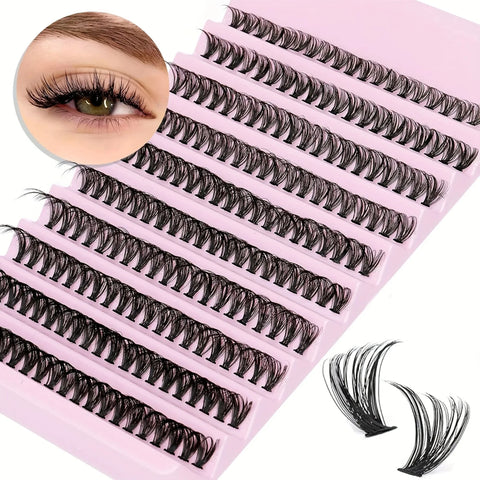 200 Pieces DIY Personal Lashes 40P Eyelash Cluster Natural Look Wispy Lashes 9-16MM D Curly Hair Personal Clusters Lashes Fluffy