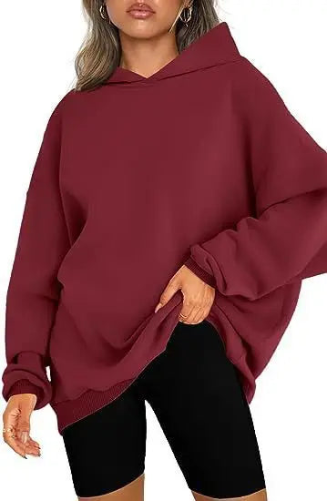 2024 Autumn Winter Women'S Thick Sweatshirt Female Oversize Casual Hooded Pullovers Women'S Tops Lady'S Solid Color Sport Shirt