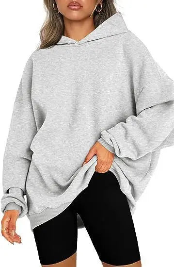 2024 Autumn Winter Women'S Thick Sweatshirt Female Oversize Casual Hooded Pullovers Women'S Tops Lady'S Solid Color Sport Shirt