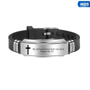 Cross Bible Verse Quotes Bracelets for Men Soft Silicone Bangle Comfort Wear Male Jesus Christ Faith Prayer Pulseira Gift