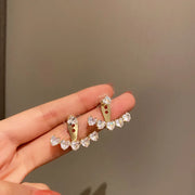 Crystal Zircon Dangle Earrings for Women Exquisite Temperament Arc-Shaped Versatile Ear Rings with Silver Needle 2024 New Trendy