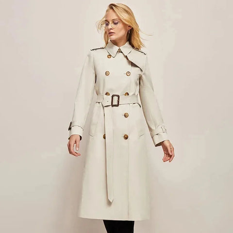 2024 Spring and Autumn Youthful Woman Clothes Women'S Trench Coat New in Outerwears Double Breasted Pockets Overcoat Female