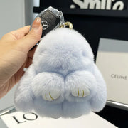 Handmade Soft Bunny Pompom Charms Plush Bunny Keychain Pendant Cute Otter Rabbit Plush Pendant Mini Bag Ornament Hanging Decor