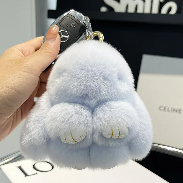 Handmade Soft Bunny Pompom Charms Plush Bunny Keychain Pendant Cute Otter Rabbit Plush Pendant Mini Bag Ornament Hanging Decor