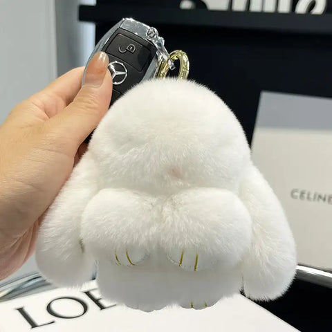 Handmade Soft Bunny Pompom Charms Plush Bunny Keychain Pendant Cute Otter Rabbit Plush Pendant Mini Bag Ornament Hanging Decor