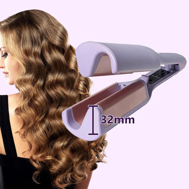 32Mm French Egg Roll Hair Curler Professional Corrugated Wavy Styler Hair Wave Curling Iron Fast Heating for Volumizing Styling