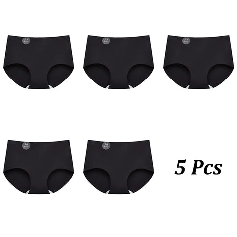 5PCS Seamless Mulberry Silk Underwear Ultral Thin Women'S Panties Sexy High Elastic Invisible Briefs Soft Lingerie M-XL