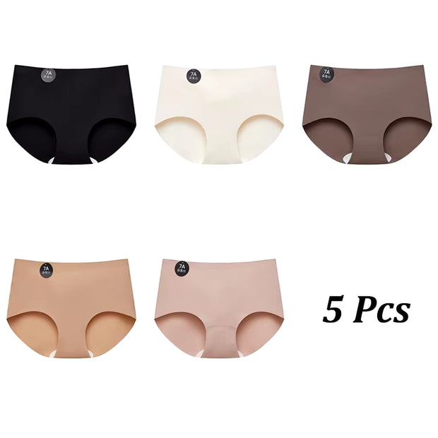 5PCS Seamless Mulberry Silk Underwear Ultral Thin Women'S Panties Sexy High Elastic Invisible Briefs Soft Lingerie M-XL