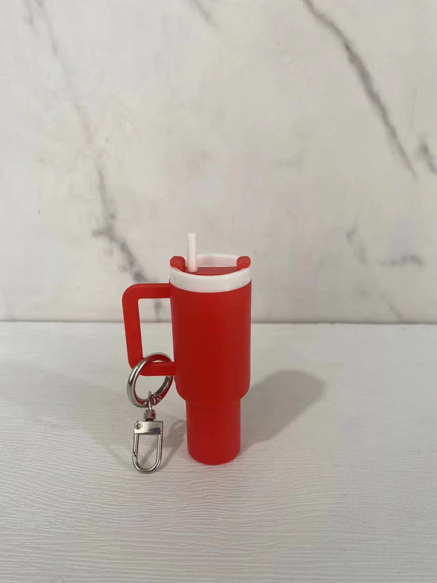 Mini 40Oz Tumbler with Handle Shaped Pendant Plastic Cup Keychain Ornaments Cup Accessories