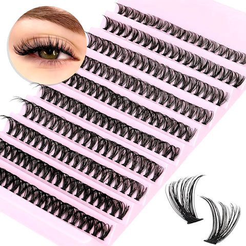 200 Pieces DIY Personal Lashes 40P Eyelash Cluster Natural Look Wispy Lashes 9-16MM D Curly Hair Personal Clusters Lashes Fluffy